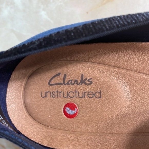 Clarks Unstructured Un Darcey Bow Navy Ballet Flats New Without a Box Size 6 - Picture 4 of 10